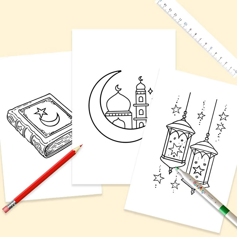 Lot de 32 Feuilles à Colorier – Motifs Islamiques