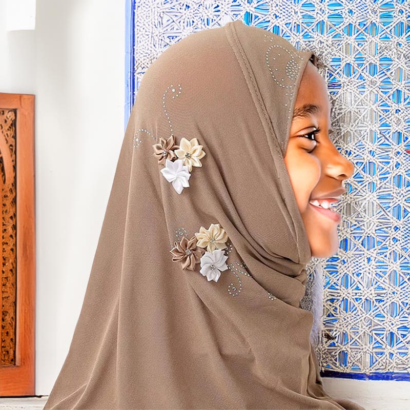 Hijab Enfant 4 à 8 ans Marwa Fleurs Brodées