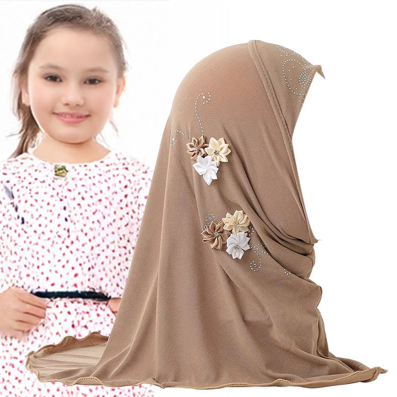 Hijab Enfant 4 à 8 ans Marwa Fleurs Brodées