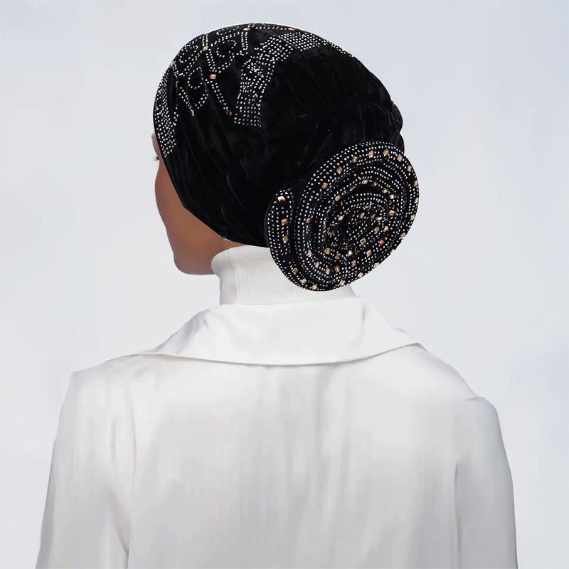 Turban Bijou Spirale Noir