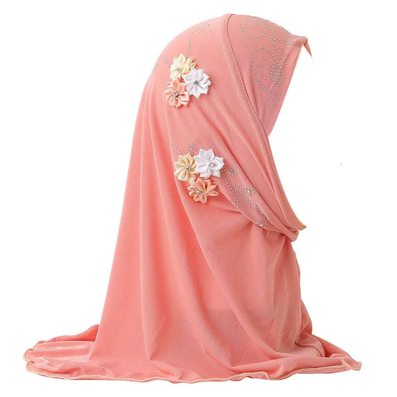 Hijab Enfant 4 à 8 ans Marwa Fleurs Brodées