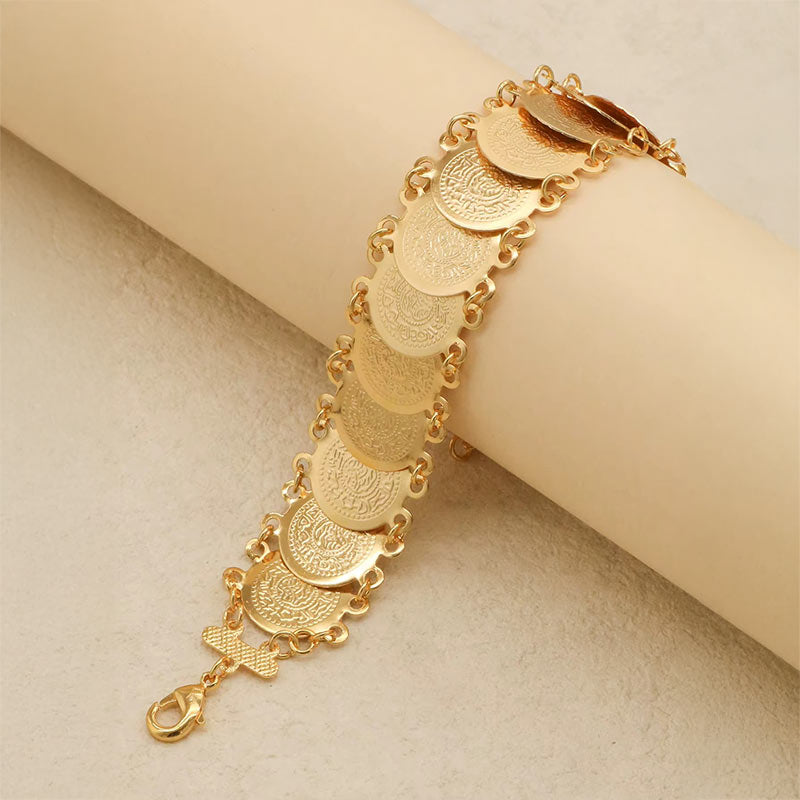 Bracelet Dinar – Chaîne de Pièces Gravées