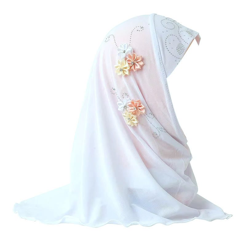 Hijab Enfant 4 à 8 ans Marwa Fleurs Brodées