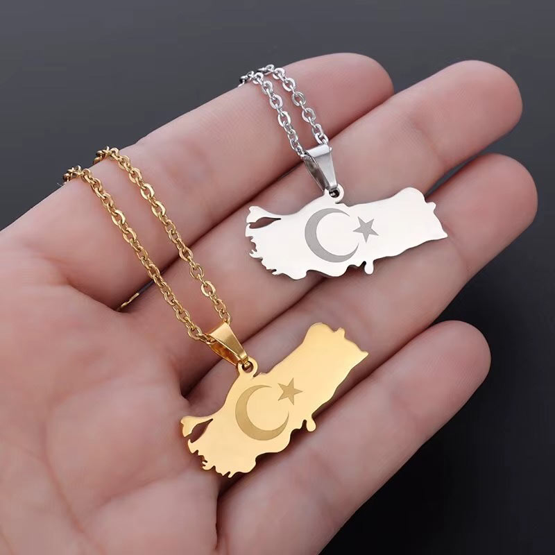 Collier Carte Turquie & Croissant Étoile