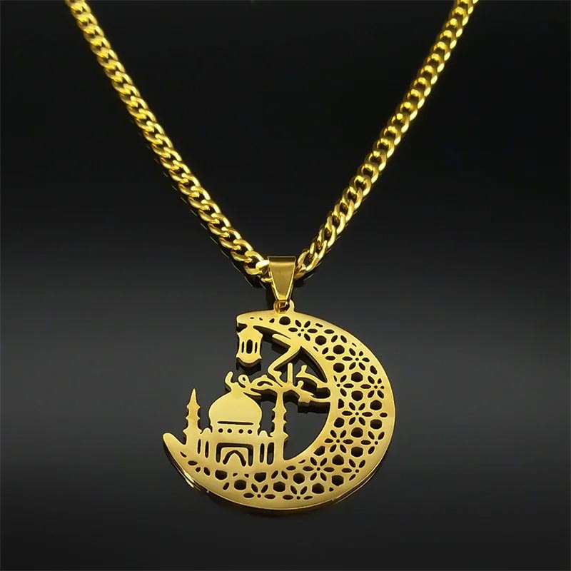 Collier Pendentif Hilal & Mosquée – Croissant Sacré