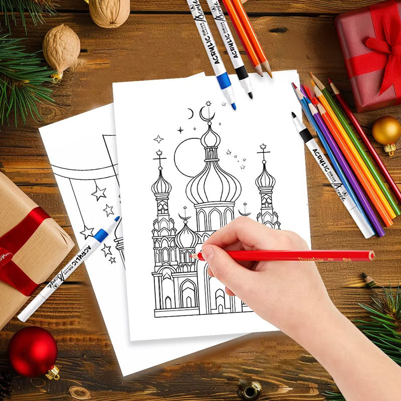 Lot de 32 Feuilles à Colorier – Motifs Islamiques