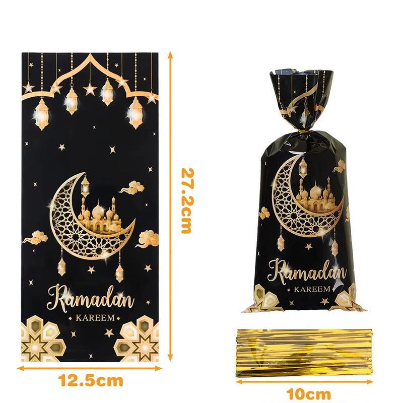 Lot de 25 sachets Ramadan Kareem – Noir et Or