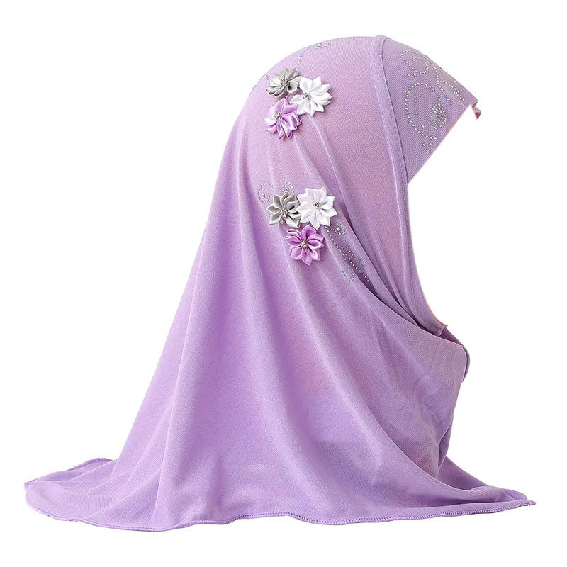 Hijab Enfant 4 à 8 ans Marwa Fleurs Brodées