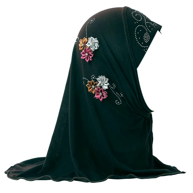 Hijab Enfant 4 à 8 ans Marwa Fleurs Brodées