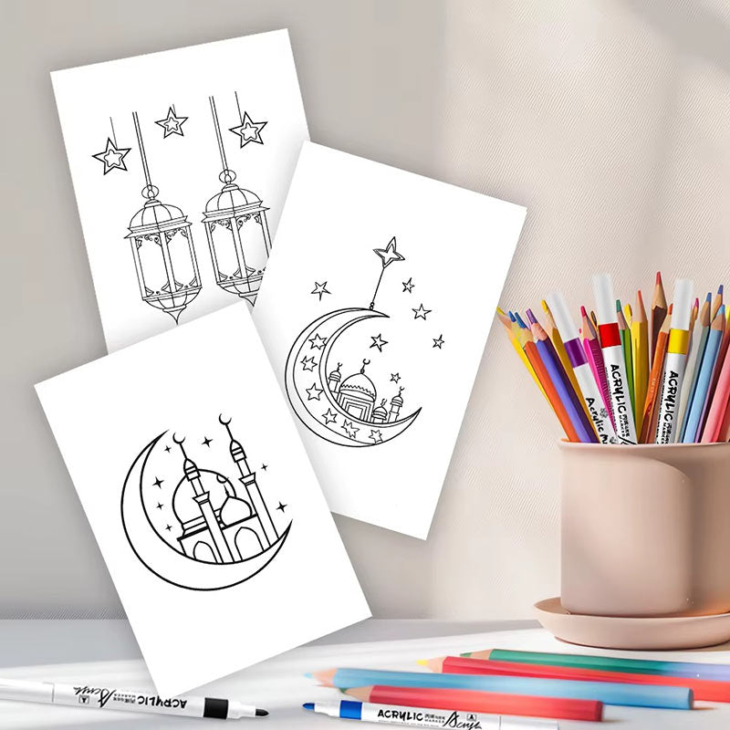 Lot de 32 Feuilles à Colorier – Motifs Islamiques
