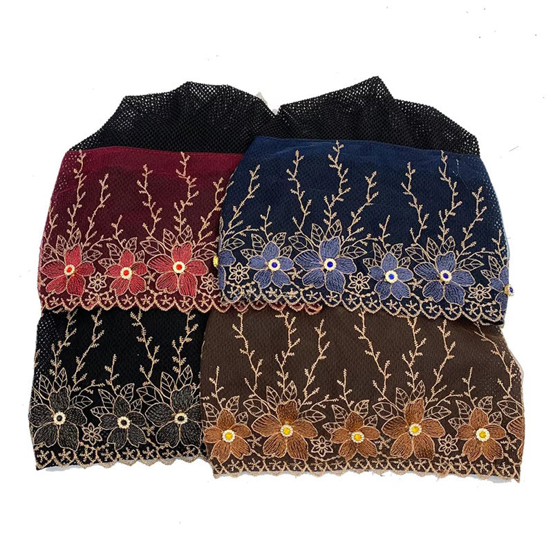 Bonnet Hijab Fleuri Brodé