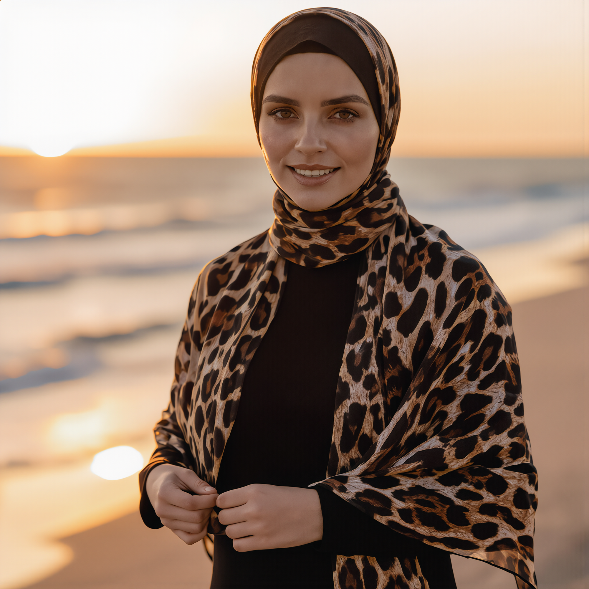 Hijab Safa Motif Léopard – Féroce Éclat